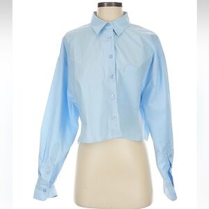 French Connection Cropped Button Down Blouse